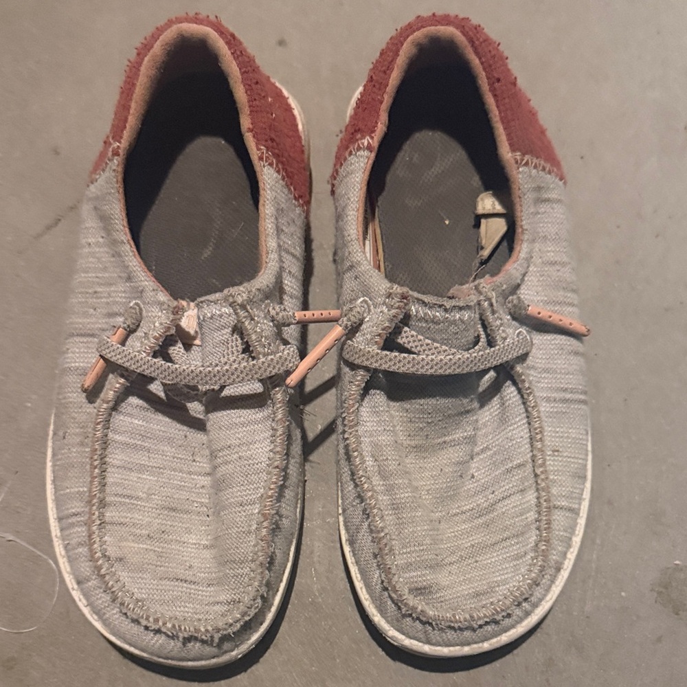 Hey Dude Kids Moccasins in Gray and Red